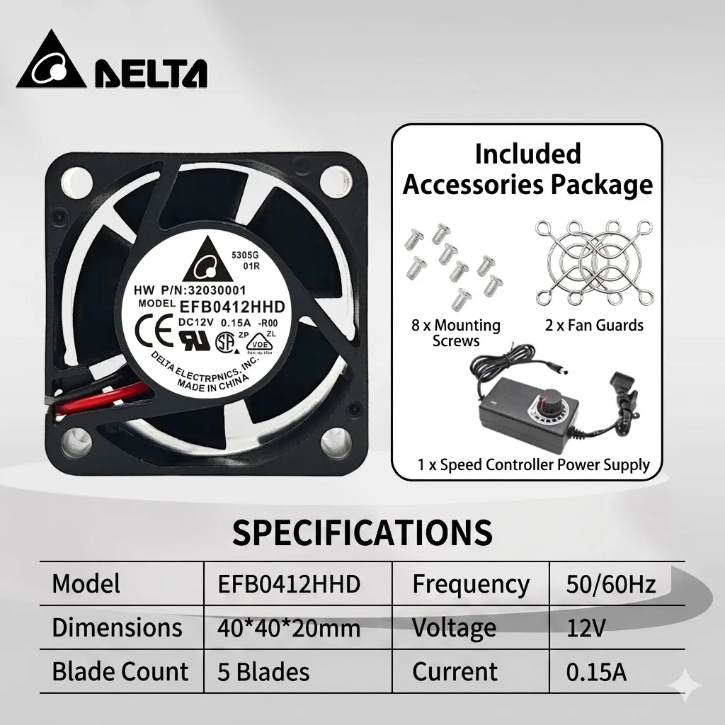 SLIDER 40mm DIY Cooling Fan Kit Adjustable Speed Exhaust Cooler Plug and Play for Mini PC Network Cabinet Ventilation