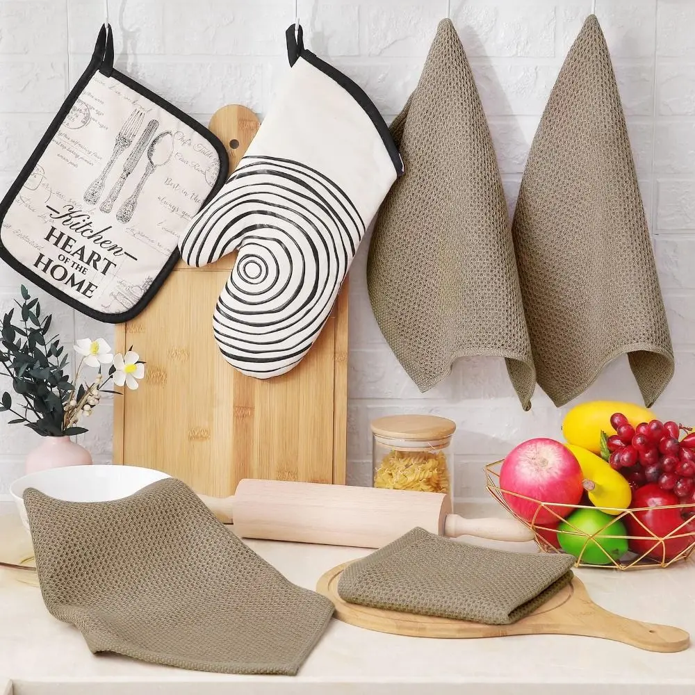 Soft and Absorbent Cotton Dish Cloths Waffle Weave 12 x 12 Inches Towels Quick Drying Washcloths Drying Dishes