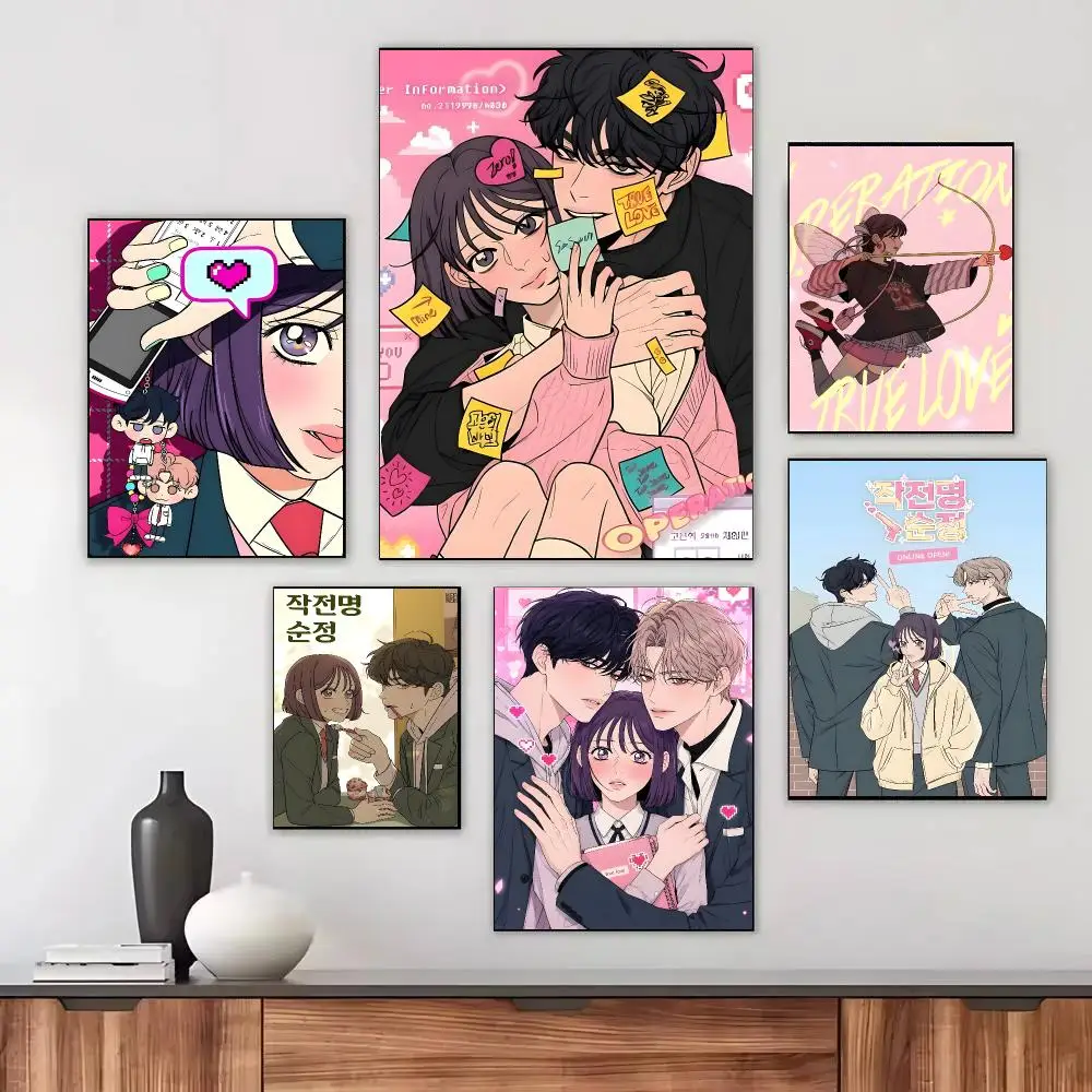 Webtoon O-Operation True Love Poster Self-adhesive Living Room Bedroom Party Bar Decor Moisture-proof Fade-resistant