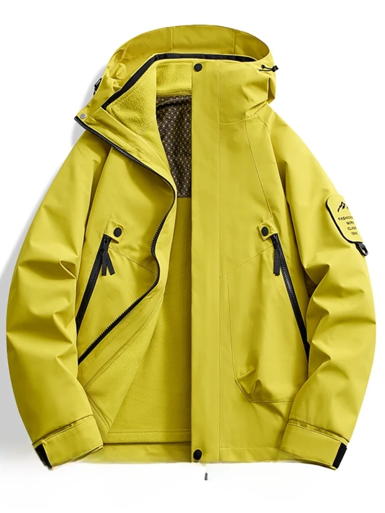 

Мужская ветрозащитная водонепроницаемая куртка для активного отдыха с флисовой подкладкой, дышащая, однослойная, для пар, ветровка со съемной внутренней подкладкой