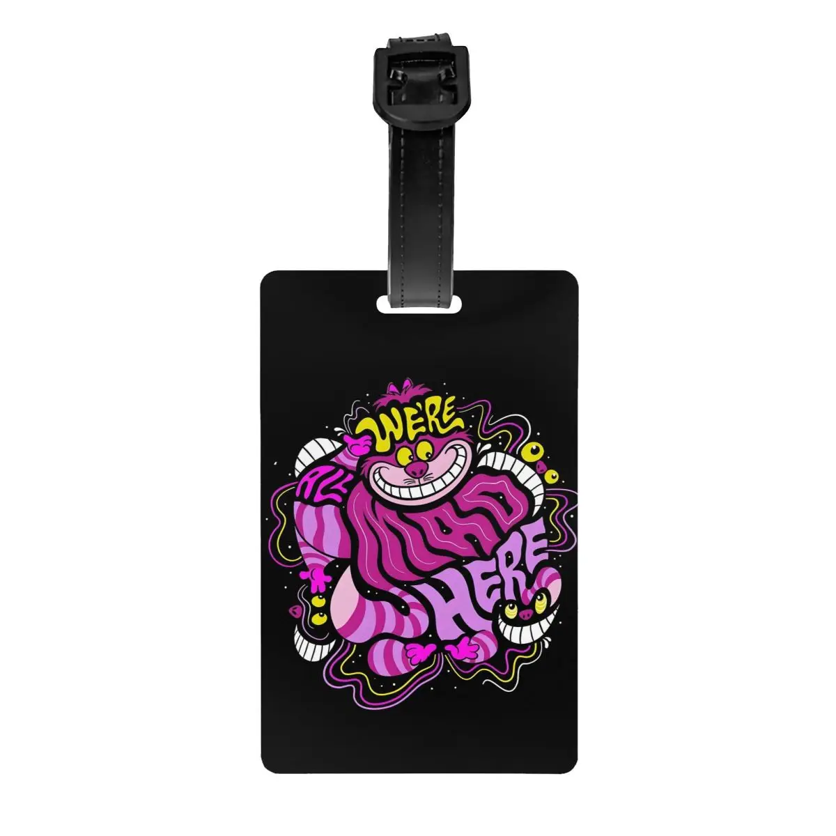 

Изготовленная на заказ багажная бирка с чеширским котом и именной карточкой, конфиденциальная обложка, идентификационная этикетка для дорожной сумки, чемодана