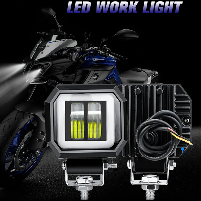 

Motorcycle fog light Work Auxiliary motorcycle headlights Square additional motorcycle lights Angel Eyes motorcycle accessories