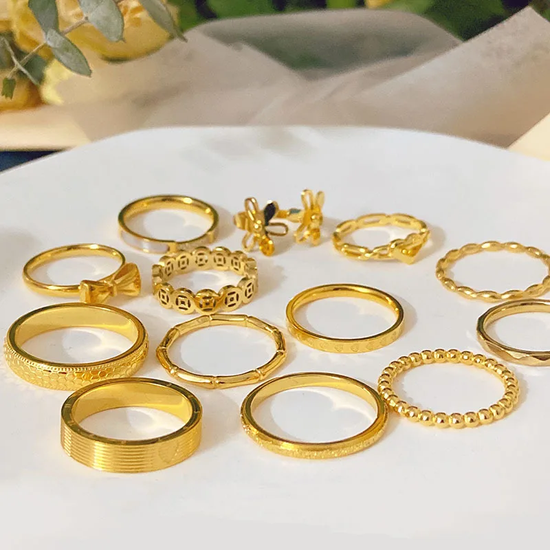 2023 New Gold Ring Collection With Small Crowd Design, High Sense Personalized Index Finger Ring For Women Colored Jewelry