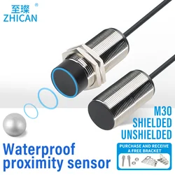 M30 long distance metal proximity switch induction 30MM cylindrical sensor DC three-wire 24V