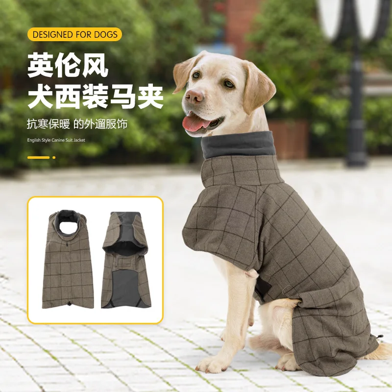 Autumn and Winter British Style Dog Thickened Warm Vest for Towing Outgoing Dogs Gentleman Vest Warm Windbreaker