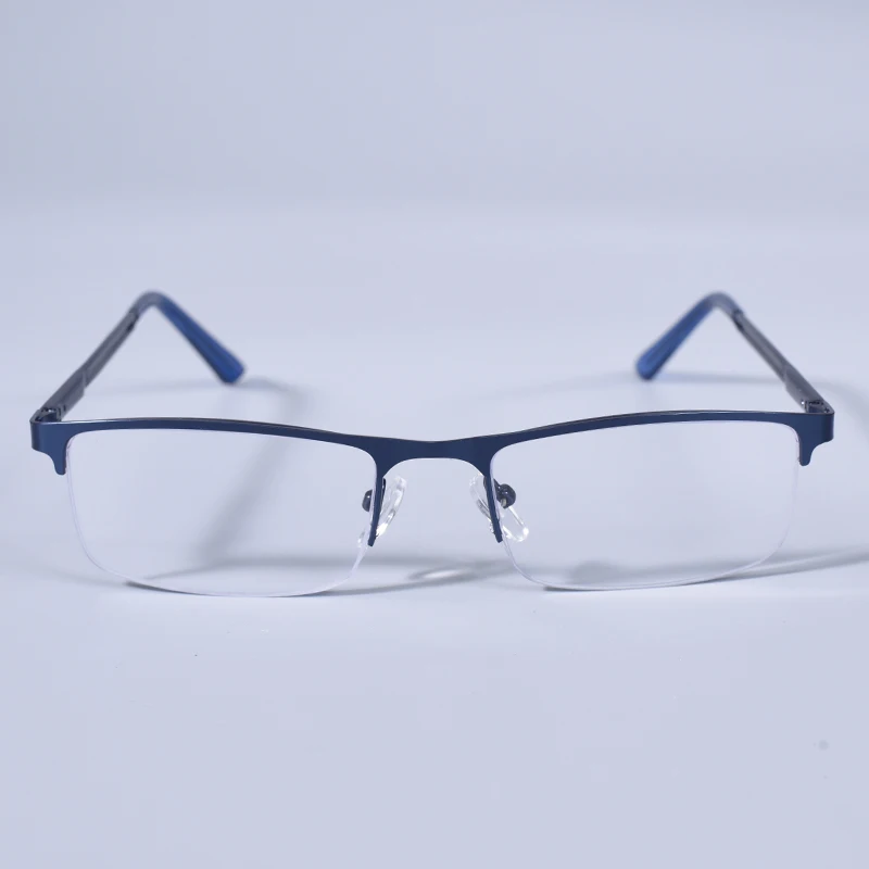 2025 männer Blau Licht Blockieren Lesebrille Metall Halb Rahmen Brillen Mit Frühling Scharnier Computer Reader + 125 + 175 – Detail 8