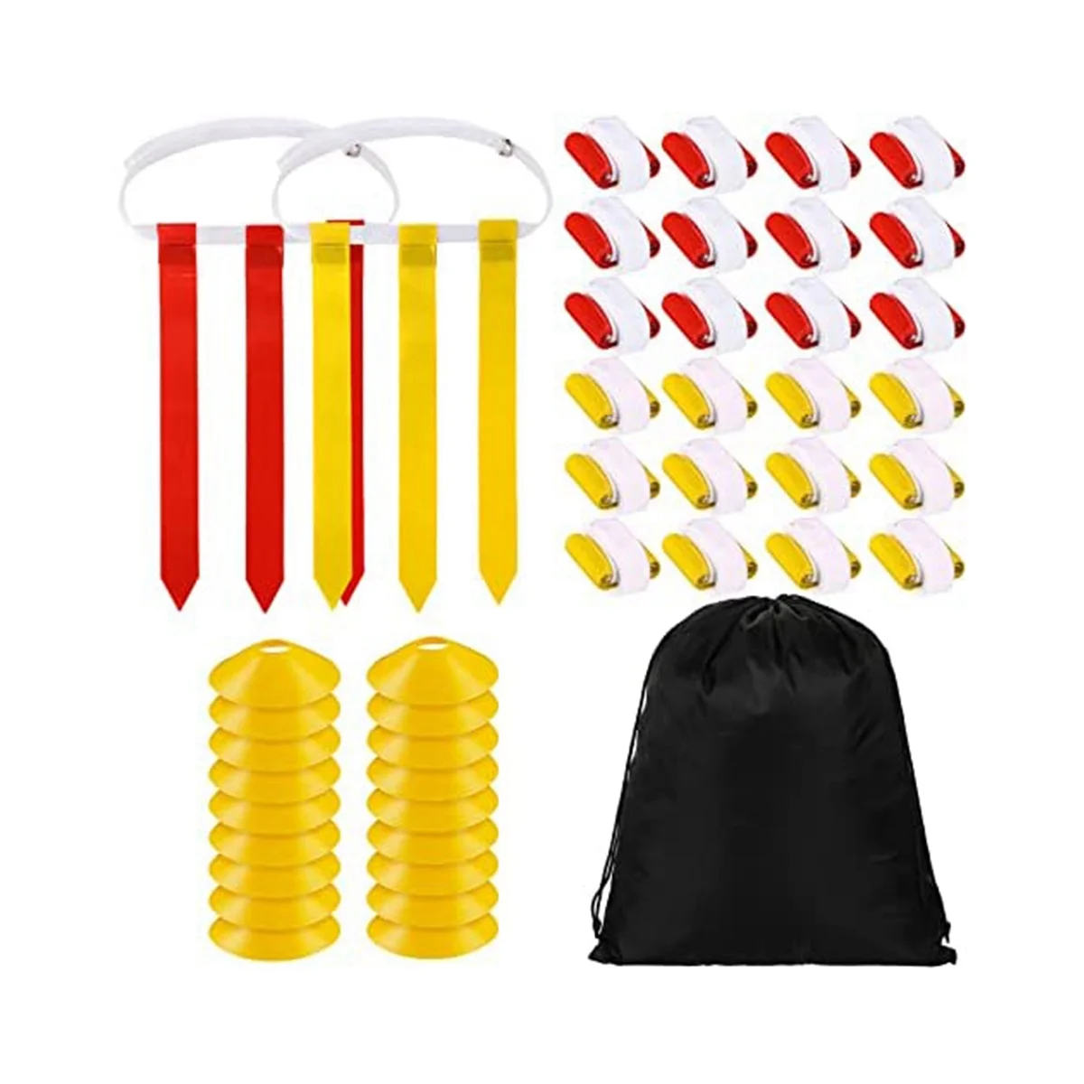 

24 Players Flag Football Belts and Flags Set,Includes 24 Belt,72 Flags 18 Cones with Carrying Bag for Teens Training