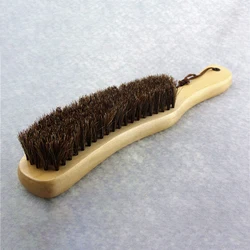 1pc Solid Wood Brush Pure Horsehair Bristles High-end Hat Special Cleaning Care U-shaped Curved Brush