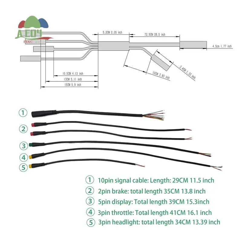 

AED4-Ebike Electric Bicycle Common Controller Conversion Waterproof Wire Cable DIY 1T5 Throttle Brake Display Headlight