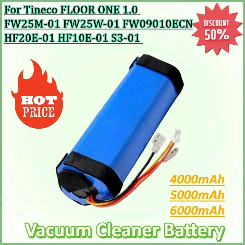 

Battery 21.6V 6000mAh for Tineco FLOOR ONE 1.0 FW25M-01 FW25W-01 FW09010ECN HF20E-01 HF10E-01 S3-01 Vacuum Cleaner Battery
