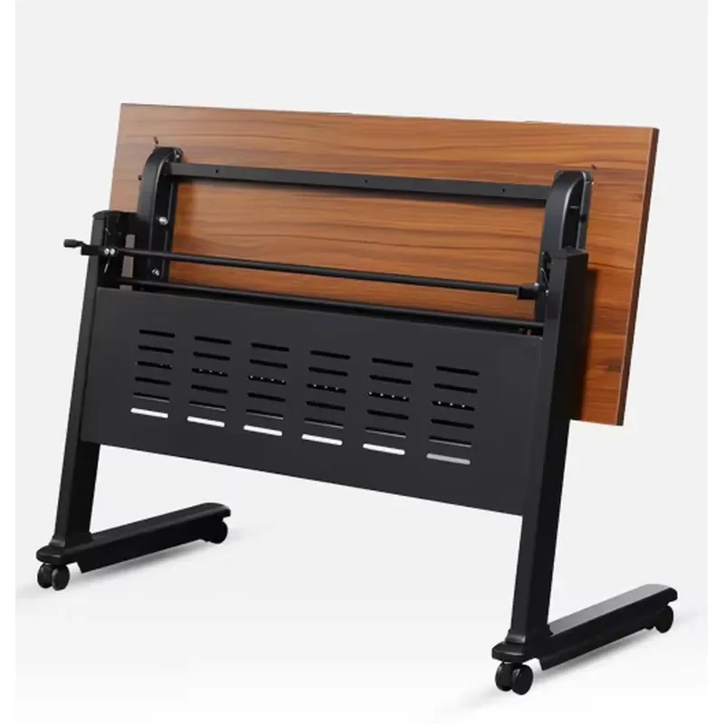 Wooden Flip Top Training Table with Metal Legs for Conference Room Office Furniture Folding Seminar Desk Modern Design