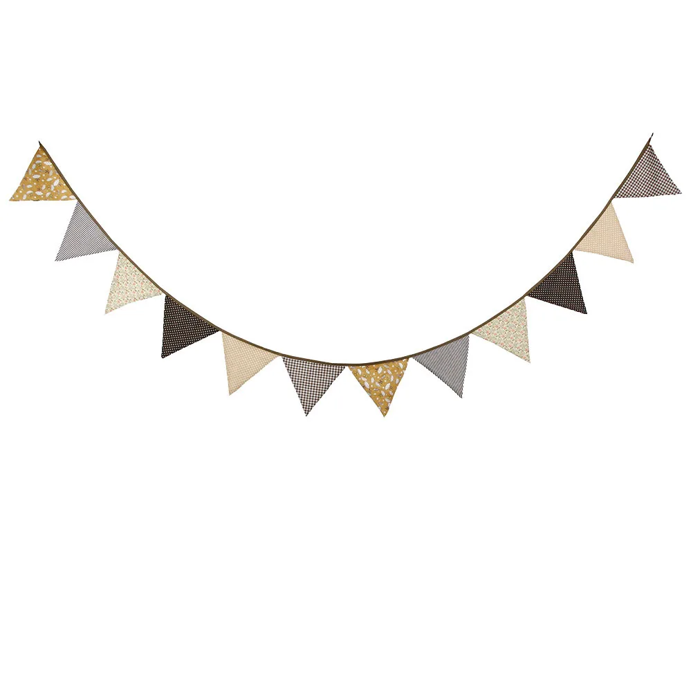 

Brown String Flags Cotton Party Bunting Banner For Wedding Home Decor Photography Background Party Decorations