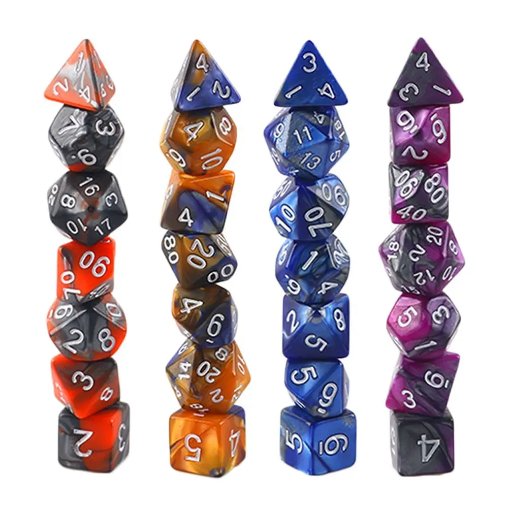 

Многогранный двухцветный набор кубиков, игровые кости для TRPG DND, аксессуары, многогранные игральные кости для настольных карточных игр, развлечения