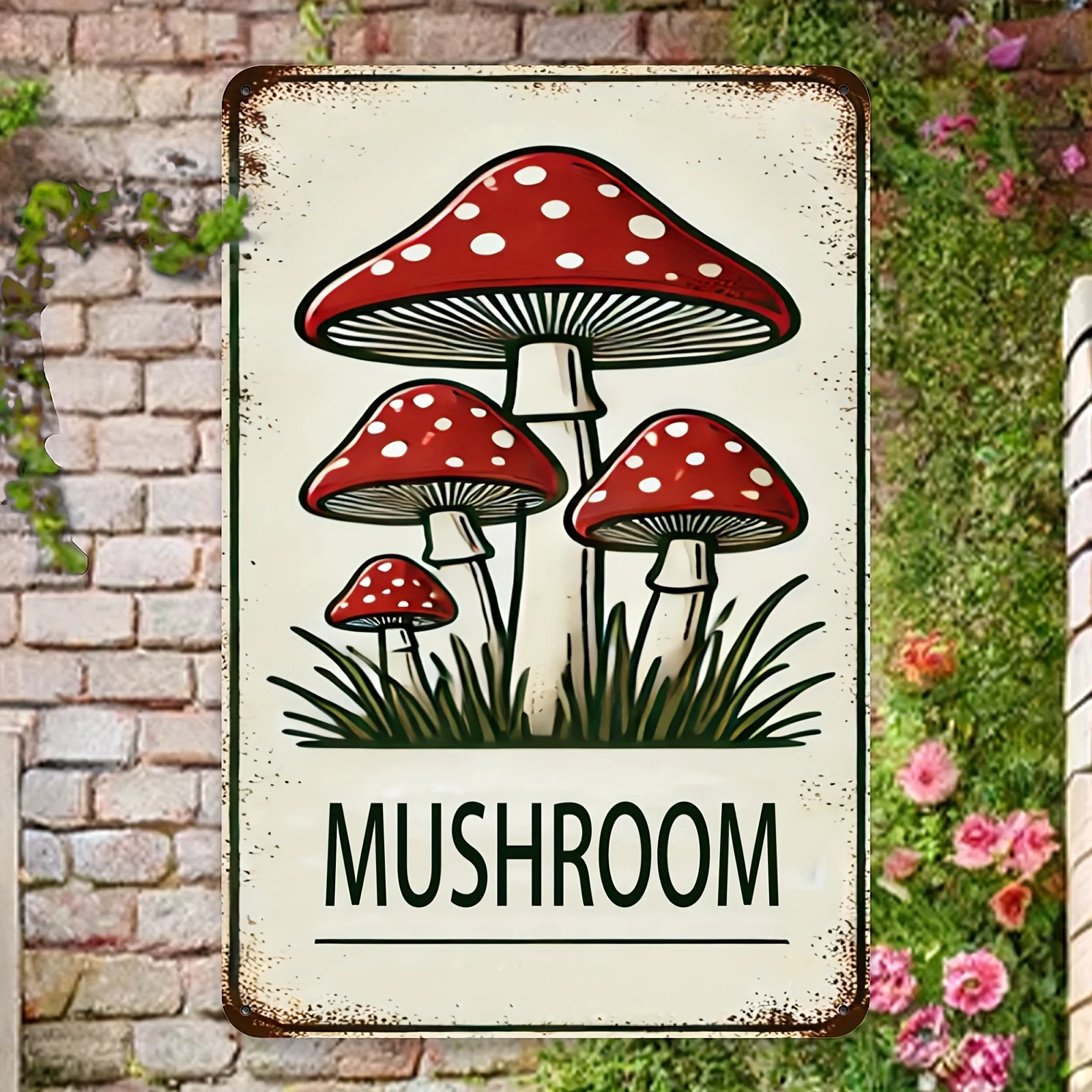 1PC Charming Vintage Mushroom Metal Iron Sign Rustic Iron Wall Decor for Home Kitchen Bar Cafe Club - 8x12 Inches