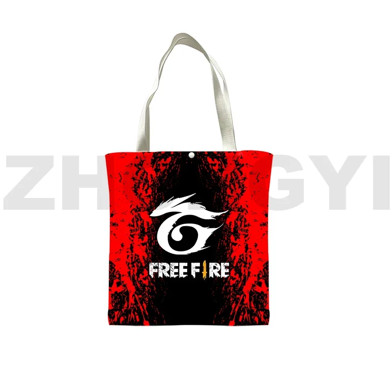 Hot Game Free Fire Garena Shopper Bag Big Canvas Bag Foldable Shopping Bags for Groceries 3D Print Free Fire Handbags Tote Bags