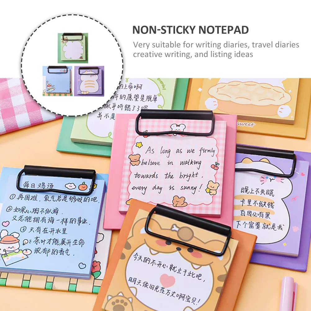 3 Pcs Time Management Notepad Clipboard Memo Pads Cartoon Cute Binder Labeling Stickers