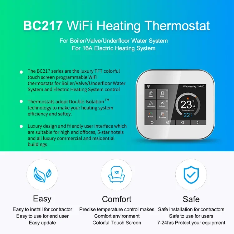 Best Seller easy Installation ac alexa wifi room16a floor sensor thermostat