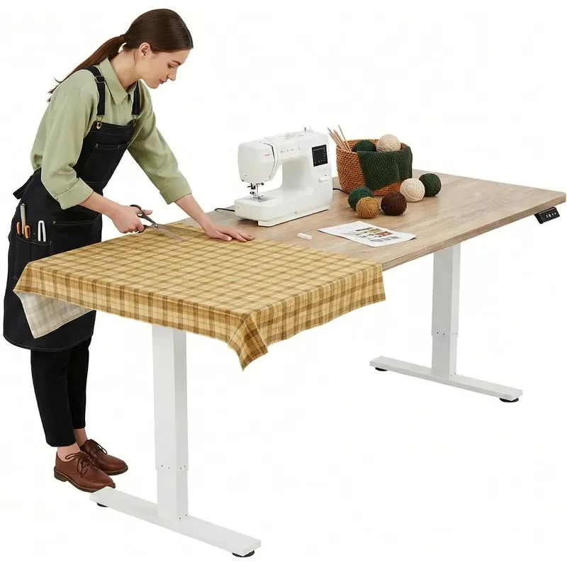 Electric Adjustable Sewing Table 63x24 Workbench Adjustable Height Ergonomic Worktable for Garage Craft Desk Spacious Desk