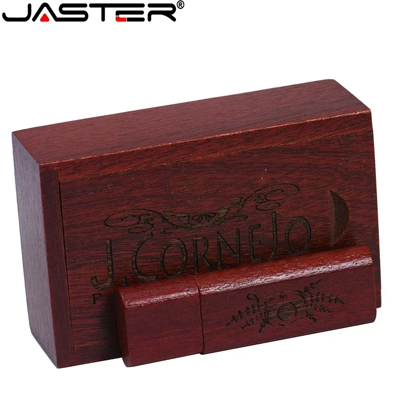 JASTER Wooden Box & Pendrive 128GB Free Custom Logo USB Flash Drive 64GB High Speed Memory Stick 32GB U Disk 16GB Creative Gift