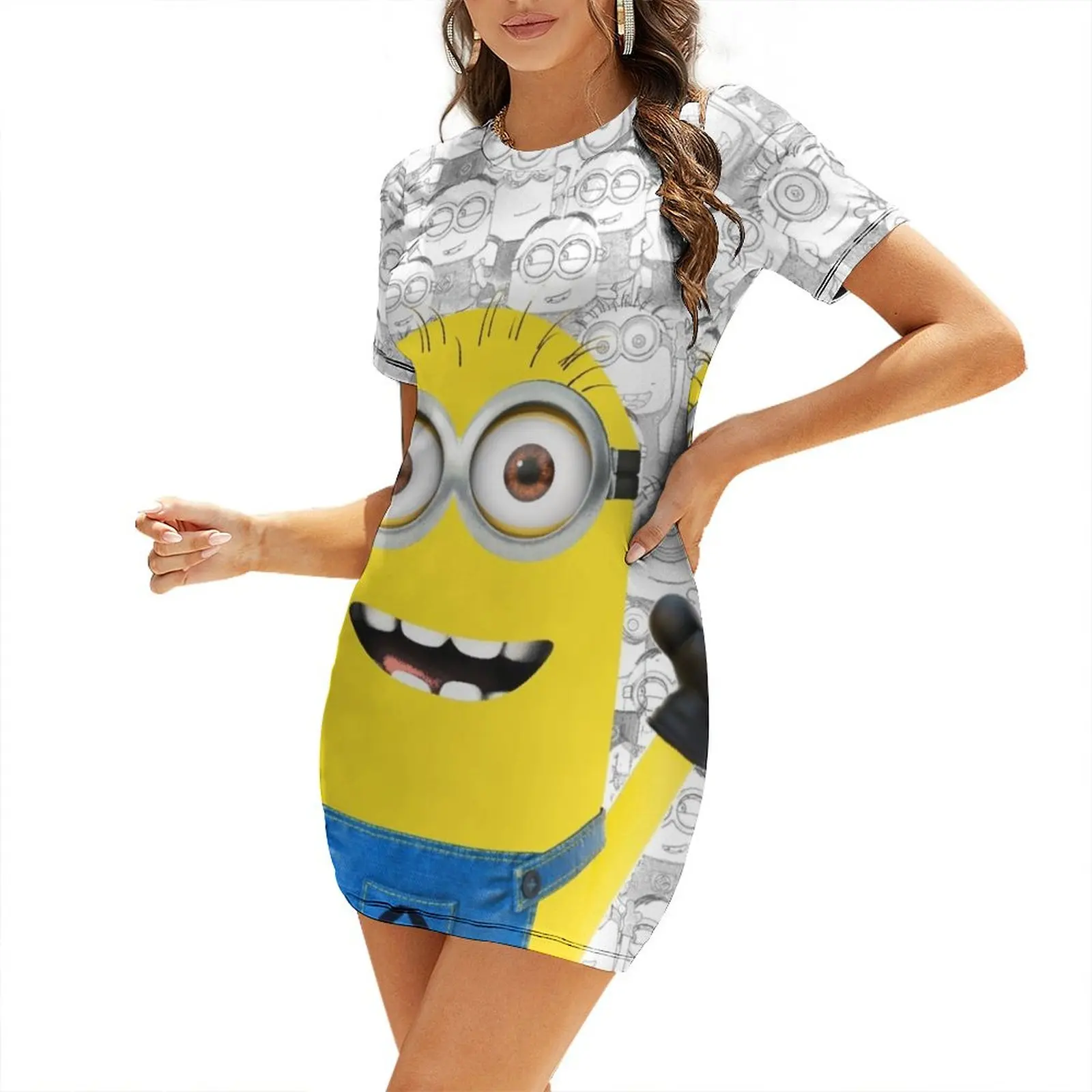 

Minion and Friends Short Sleeved Dress Women's summer skirt elegant women's dresses for wedding dresses with long sleeves
