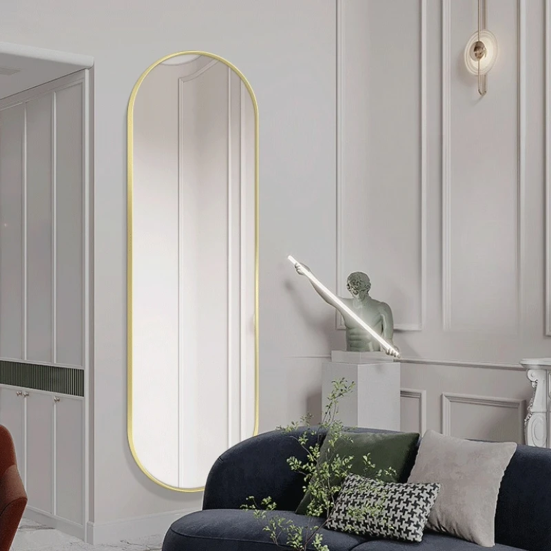 Nordic Light Mirror Aesthetic Full Body Self Adhesive Korean Style Mirror Long Luxury Spiegel Wand Living Room Decorations