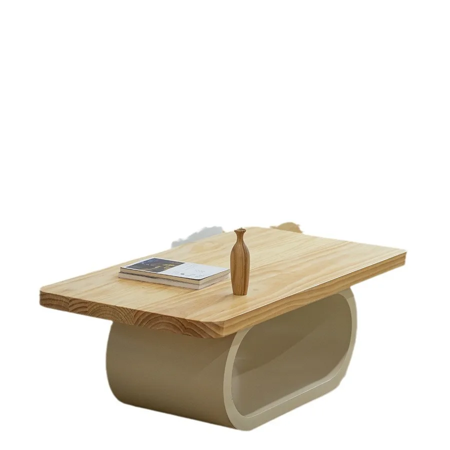 

Cream wind, solid wood, coffee table, household, small apartment, log, tea table, living room, modern, simple, creative