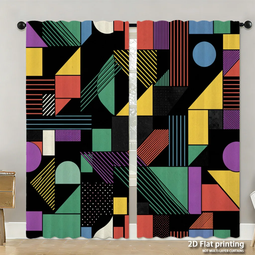 Stilvolle Vorhänge mit geometrischem abstraktem Muster, moderne Heimdekoration, Fenstervorhänge, Wohnzimmer, Kunstdruck, Stoffjalousien