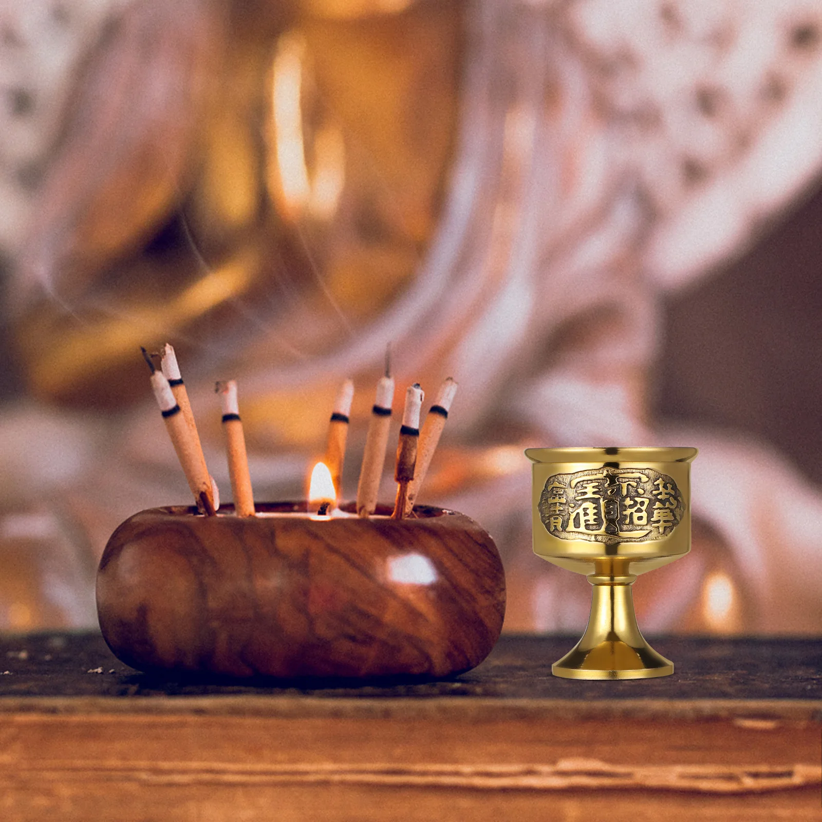 

Brass Multi-Function Offering Cup For Buddhist Worship Home Temple Use Decorative Metal Goblet Tabletop Buddhism Cup