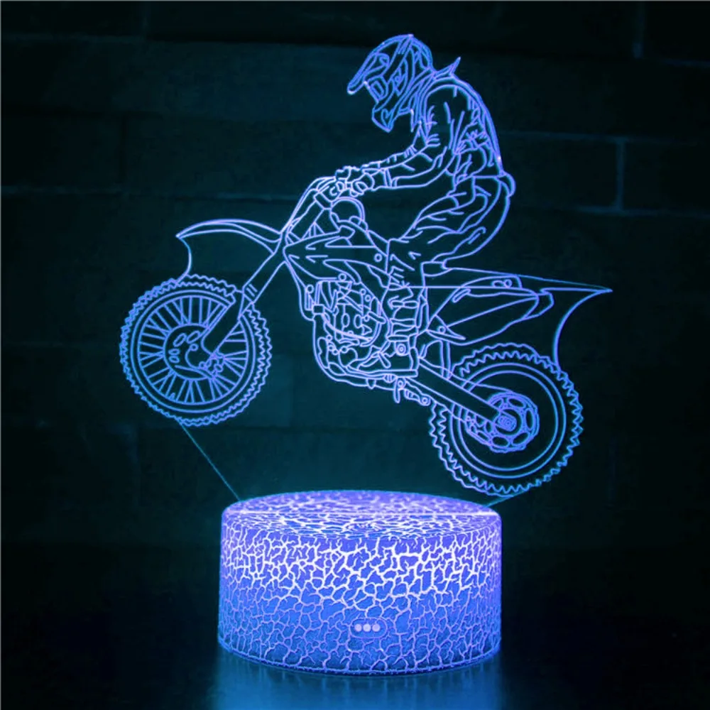 3D Illusion Lamp moto LED Night Light 7 colori USB Desk Lamps decorazione camera da letto lampada da tavolo per bambini regali di compleanno