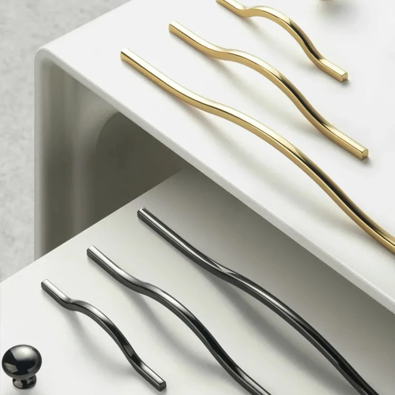 Wardrobe Handle Luxury Modern Cabinet Door Handle Black Gold Single Hole Drawer Knob Home Improvement Creativity Art