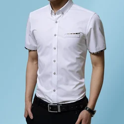 Men's Shirts Summer New Fashion Short Sleeve Men Clothing Casual Korean Style Slim Mens Shirt Streetwear Plus Size 5XL