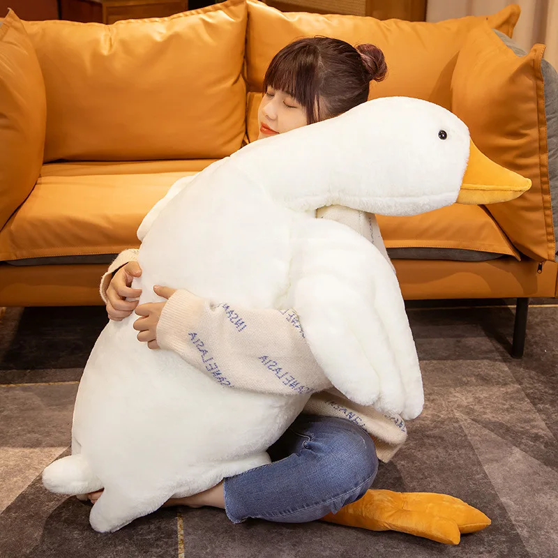 90/130/160/190cm plush baby goose stuffed animal throw pillow for large sofa, for bedtime companionship, plush pillow as a gift