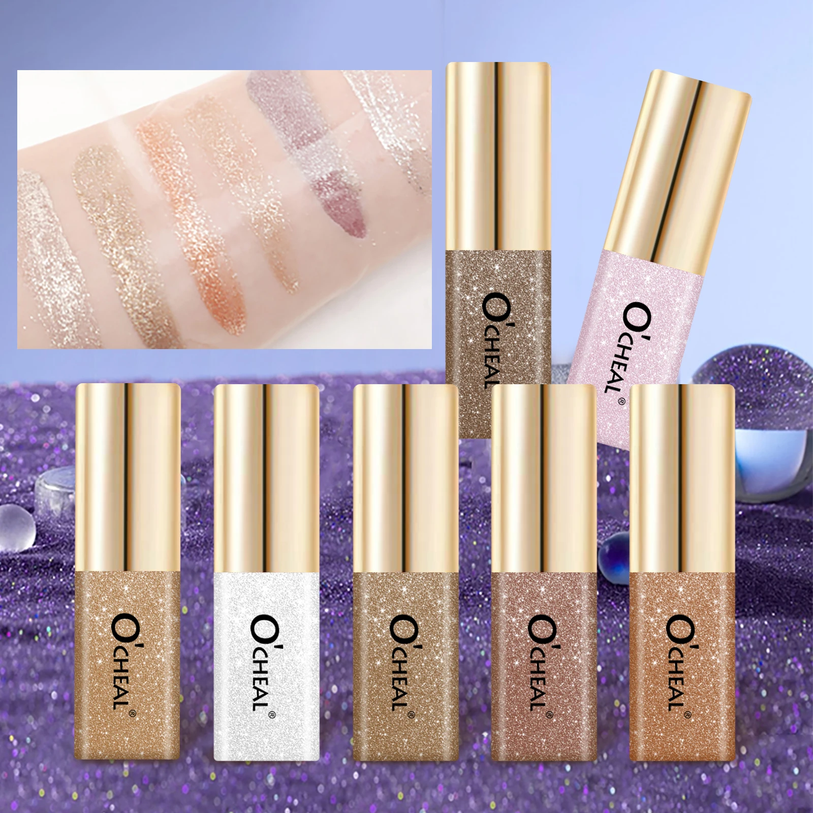 O’cheal Liquid Eye Shadow Neck Diamonds Shiny Waterproof Charming Silkworm Shimmer Eye Makeup Cosmetics Glitter Highly Pigmented