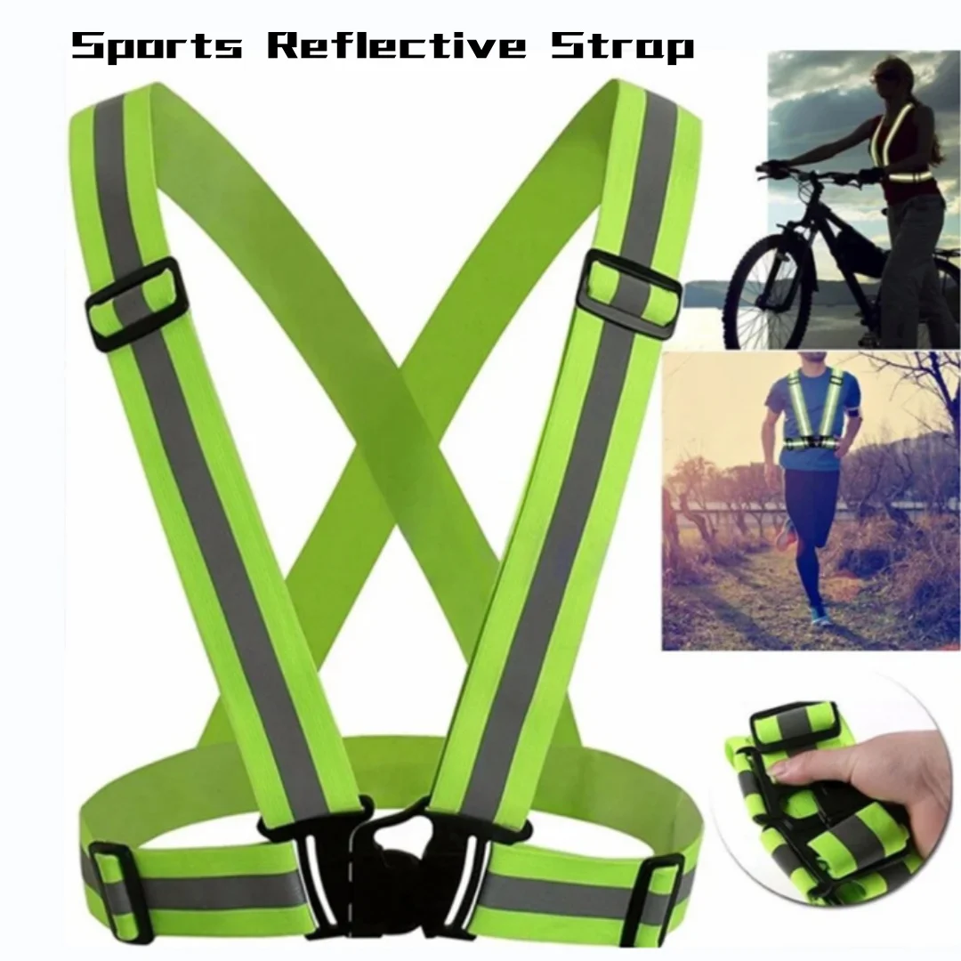 New Cycling Elastic Adjustable Reflective Vest Safety Strap Night Running Traffic Night Construction Safety Vest