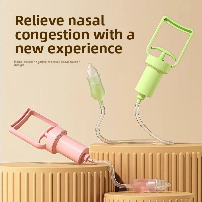 

Manual Suction Baby Nasal Aspirator, Pull-Press Mucus Cleaner for Newborns, Safe Nose Unclogging Tool