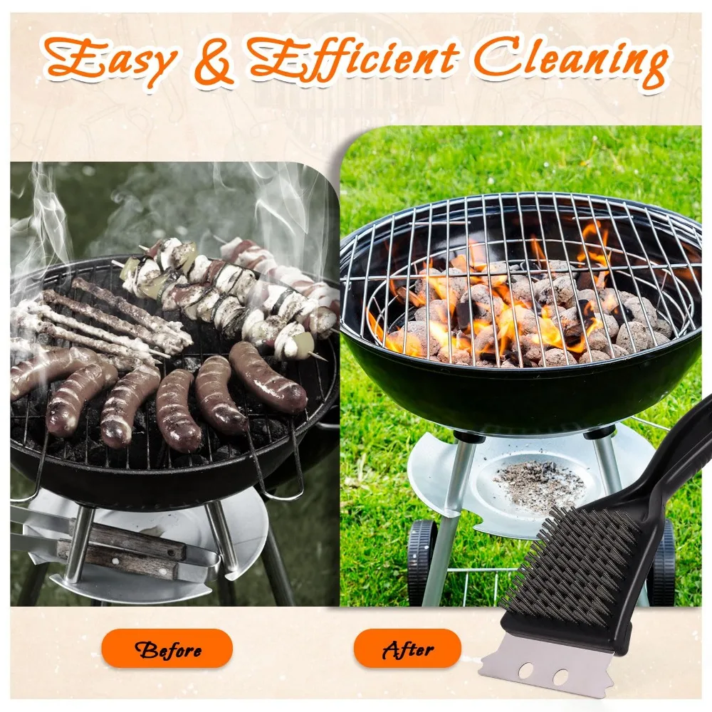 Outdoor Grill Brush and Scraper,Barbecue Grill Cleaning Brush Stainless Steel Wire Grill Brush BBQ Cleaner Accessories