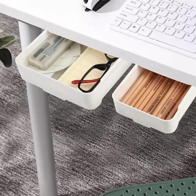 Under Table Drawer Mount Punch-free Under Desk Storage Drawers Self-adhesive Slide-out Under Cabinet Drawers For Table Storage