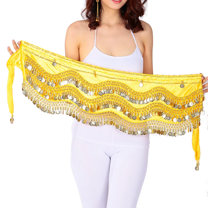 Traje de danza del vientre personalizado para mujer, cadena de cintura, danza india, bufanda de terciopelo a la cadera, sello de cintura, práctica de cintura, bufanda, alas