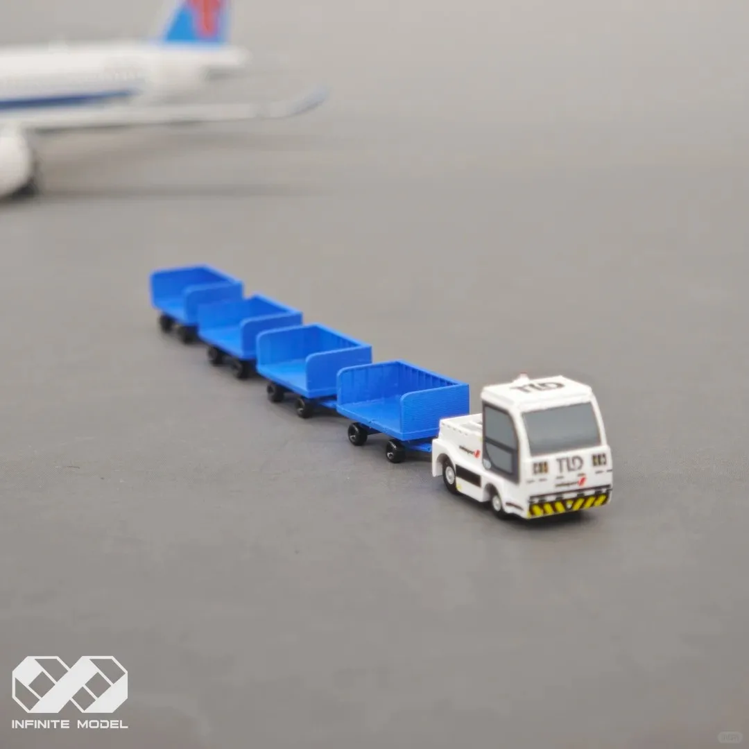 scale 1/200 Airport Service Luggage with carts car Finished Model Version 3D printed Transport System Car Model