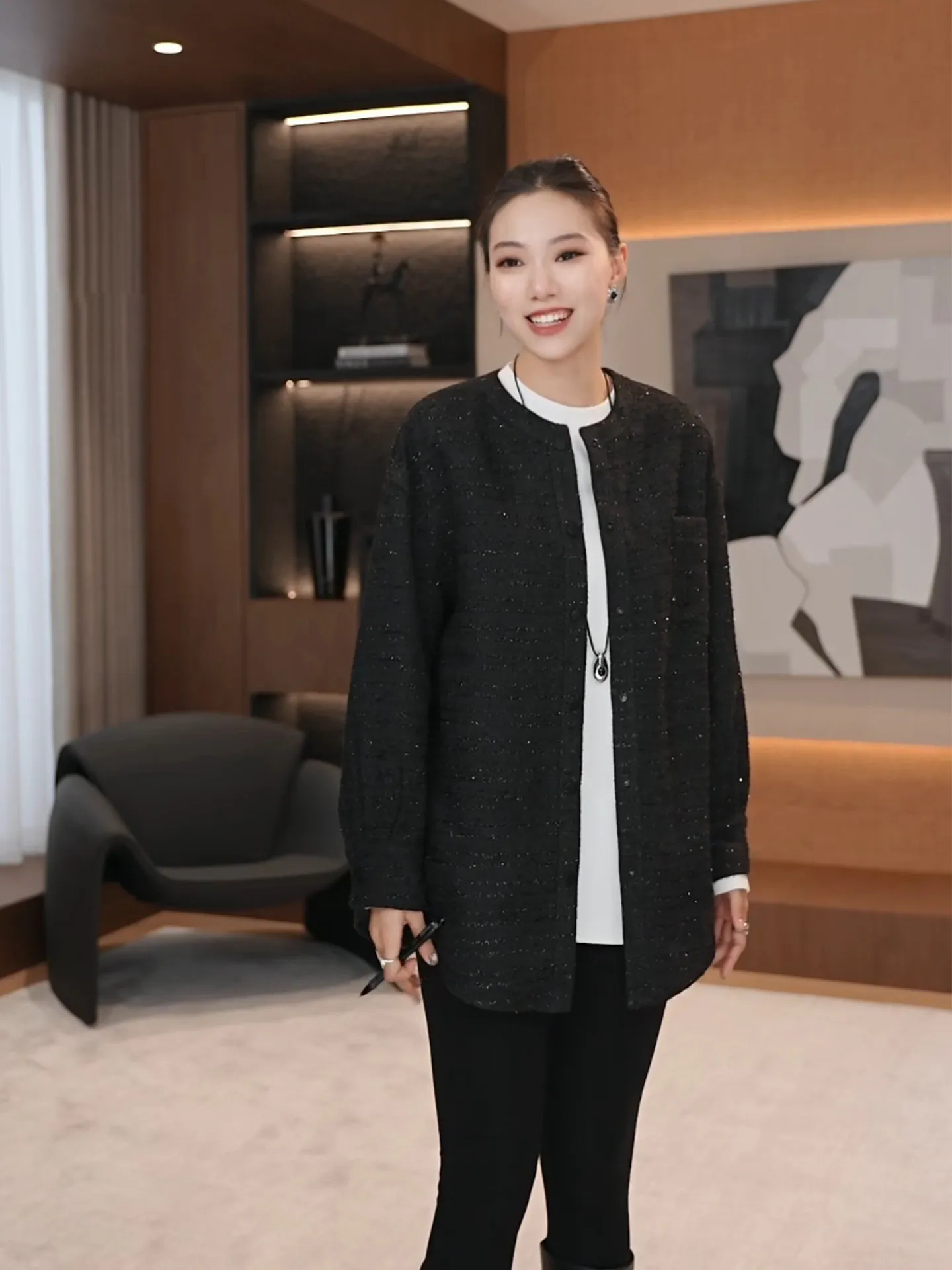 

Double-Sided Wear round Ne Long Sve Floing Loose Fit irt for Women New Chinese Sle Spring 2026 Casual Warm Top