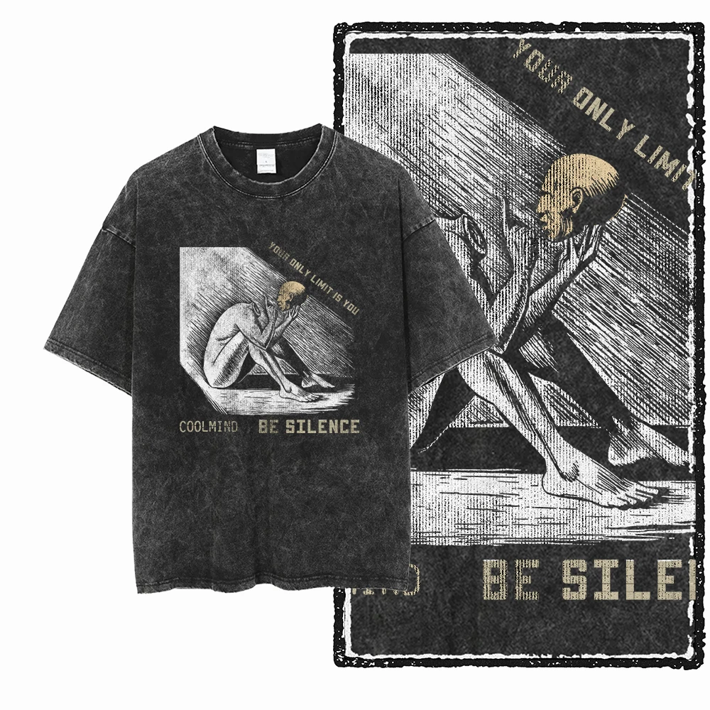 ZF STREETWEAR Printed Cotton Acid Washed Exclusive Graphic Unisex T Shirt Cool Vintage retro Men Tshirts Big Size Tee for men image 5