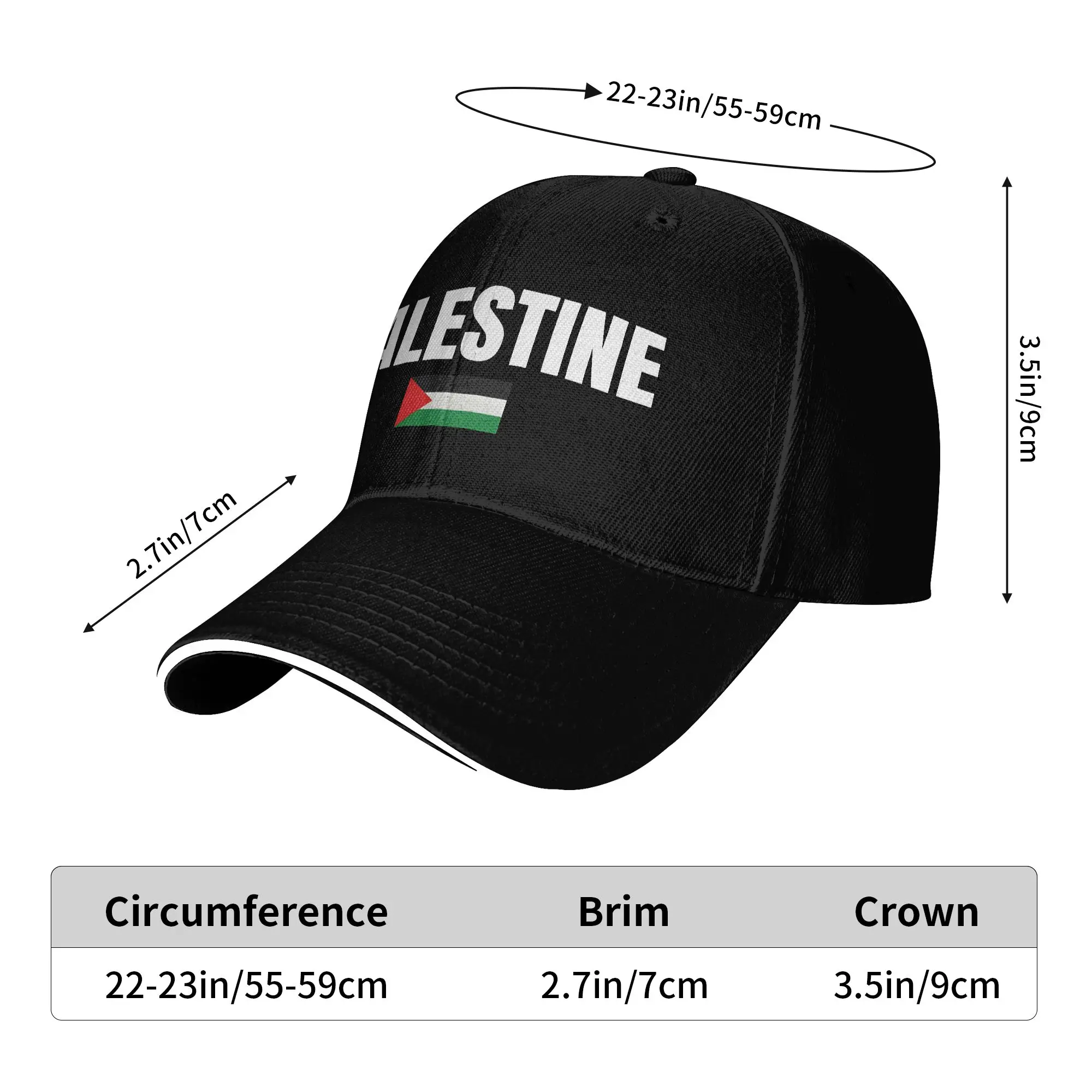 Palestine Flag Baseball Cap  Kpop Rock Sun Visor Trucker Hat Men Adult Casual Custom Logo Baseball Caps