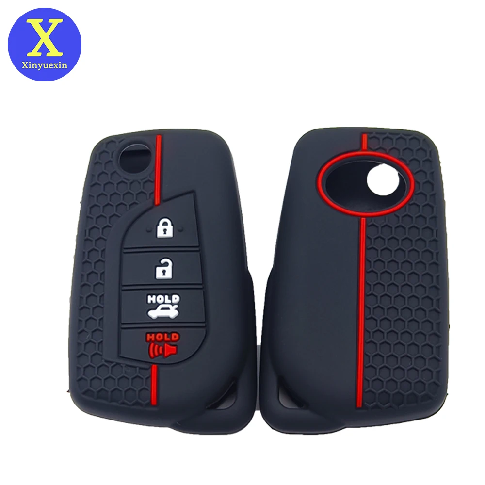 

Xinyuexin Silicone Remote Key Case for Toyota Camry Corolla 4 Button Flip Folding Key Shell Fob Cover Car Accessories 2 Pcs/lot