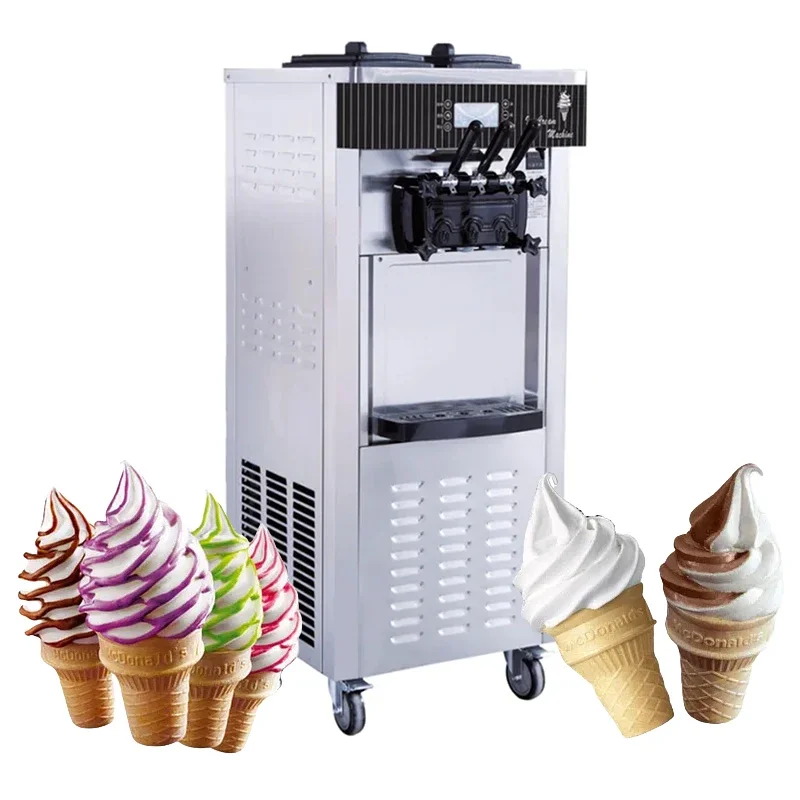 Commercial Ice Cream Machine For Sale Soft Ice Cream Maker With LED Display Self-Cleaning 3 Flavors Frozen Yogurt Maker