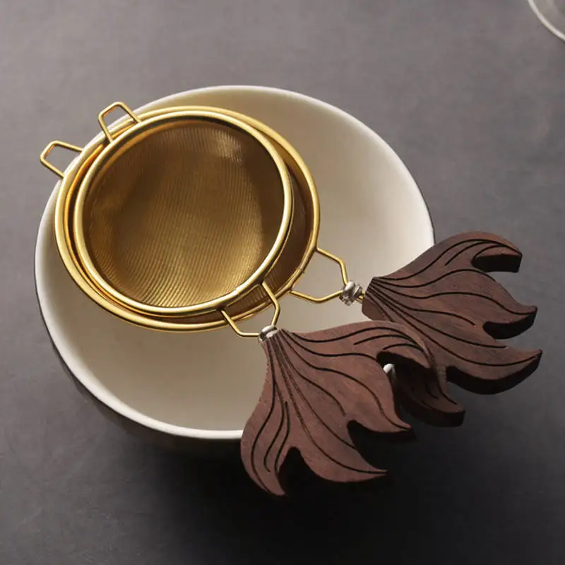 Separatore di tè per uso domestico manico in noce nera casa filtraggio senza intoppi accessori per la cerimonia del tè cucina in acciaio inossidabile nuovo