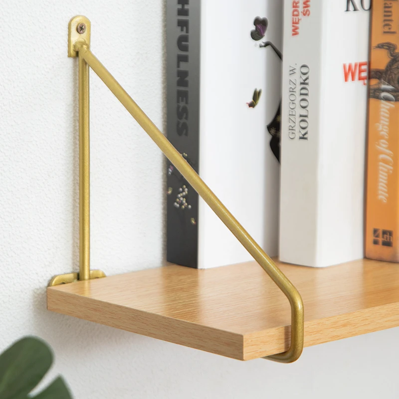 2PCS Triangle Bracket Gold Layer Plate Holder Multifunctional Wall Mounted Partition Shelf Fixed Support Bracket Hardware