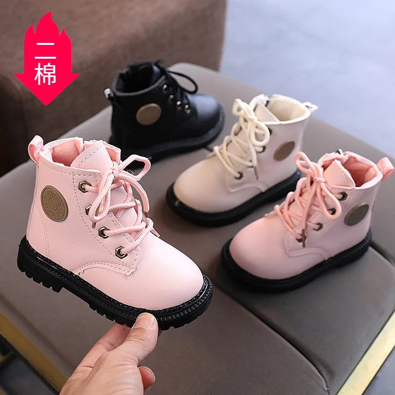 Kids Tide Boots Boys Shoes Autumn Winter Leather Children Boots Fashion Toddler Girls Boots Warm Winter Boots Kids Snow Shoes