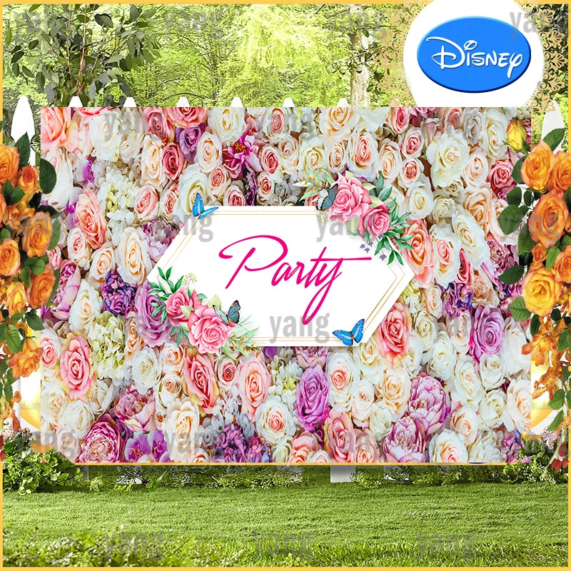 

Colorful Roses Flower Wall Backdrops Warm Mother's Day Wedding Girls Birthday Party Anniversary Ceremony Decor Photo Background
