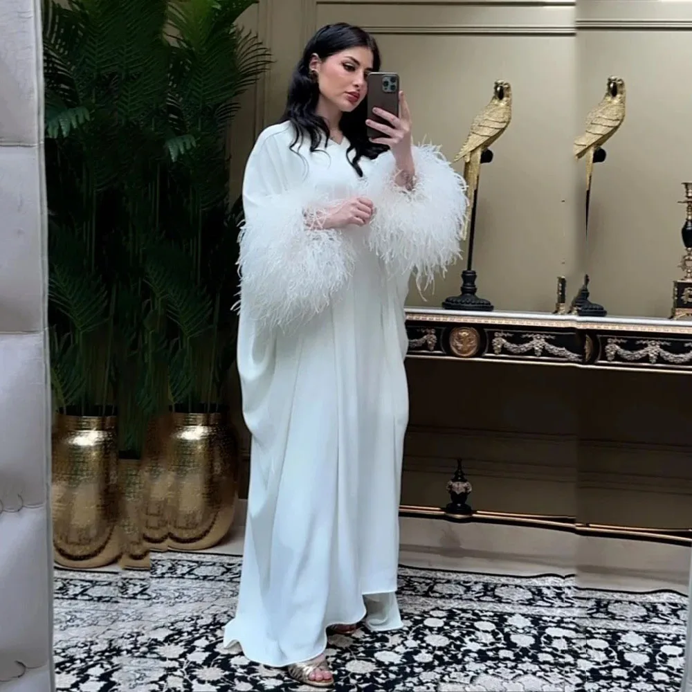 Ivory Evening Dresses 2024 Brides Dress Long Saudi Arabia Ferthers Elegant Prom Dress Women Wedding Party Gown Robe Outfit