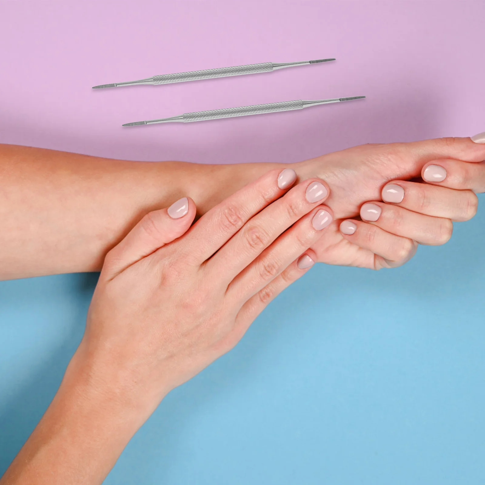 

3pcs Double Ended Pedicure File Silver Stainless Steel Toe Nail Tool For Manicure Daily Use Smooth Ridges Removal